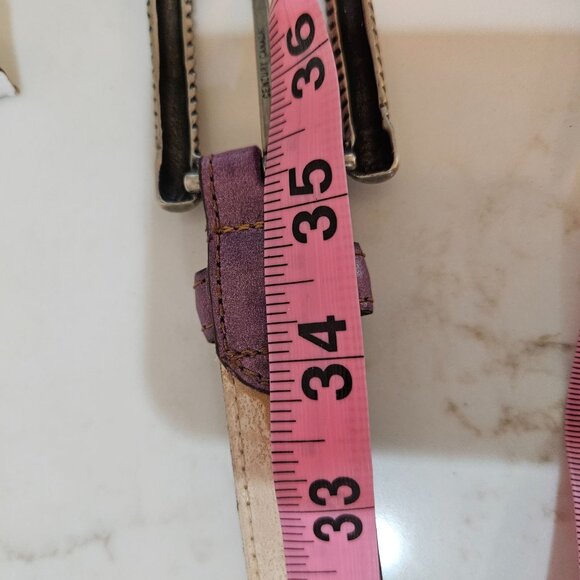 Elite Purple Leather Belt With Ornate Silver Herringbone Buckle Made In Usa - Picture 8 of 9